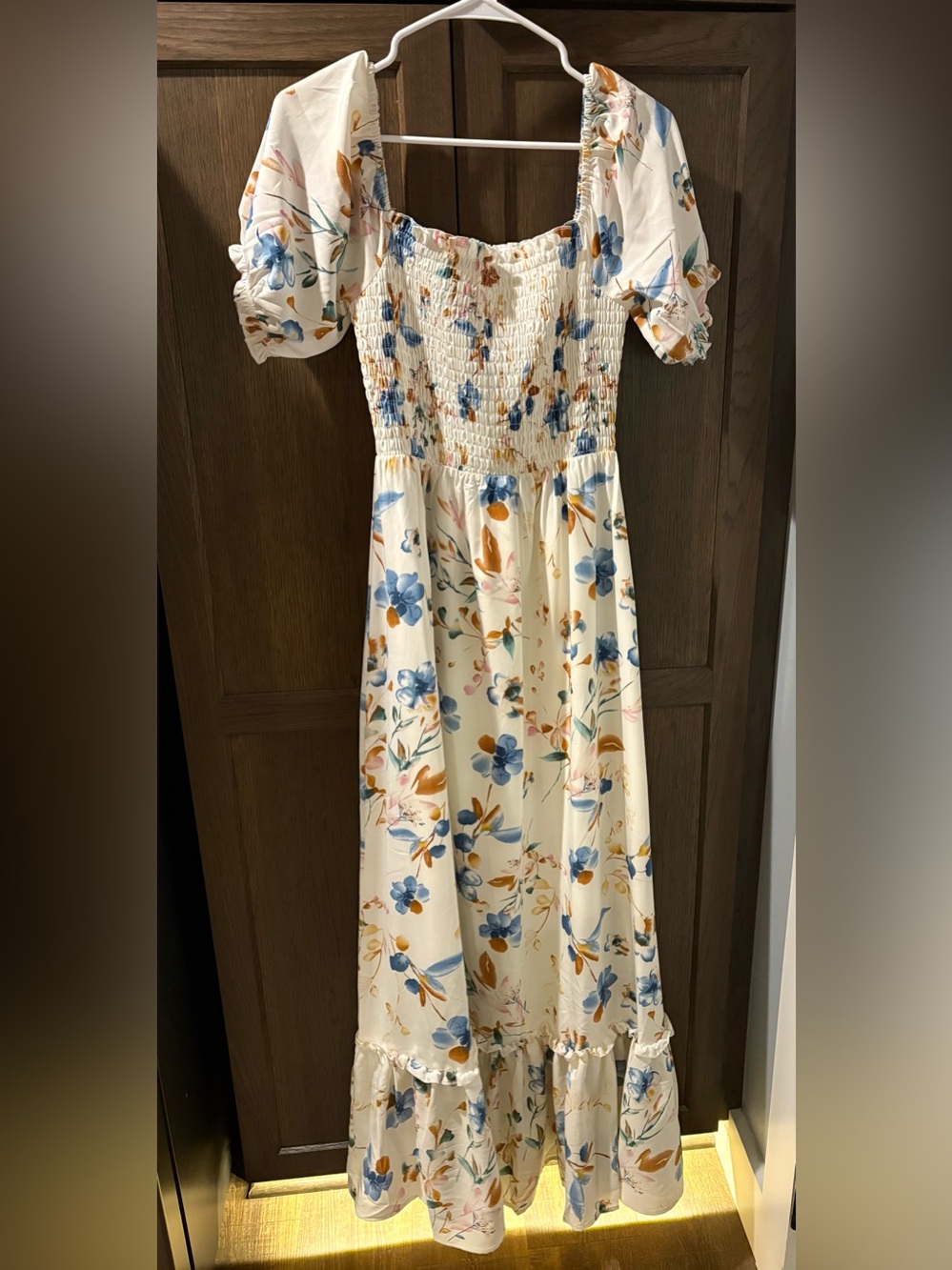 Baltic Born Floral Smocked Puff Sleeve Maxi Dress S